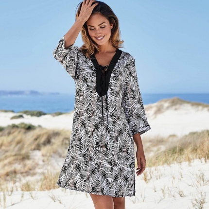 Robe de Plage Lucena Noir et Blanc 8164